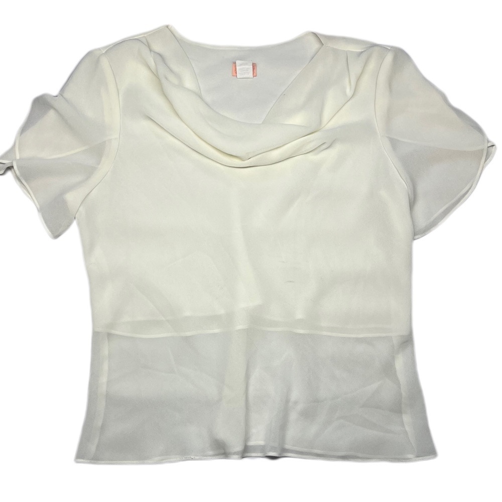 Erica women’s size 3XL all white layered loose crop top transparent blouse